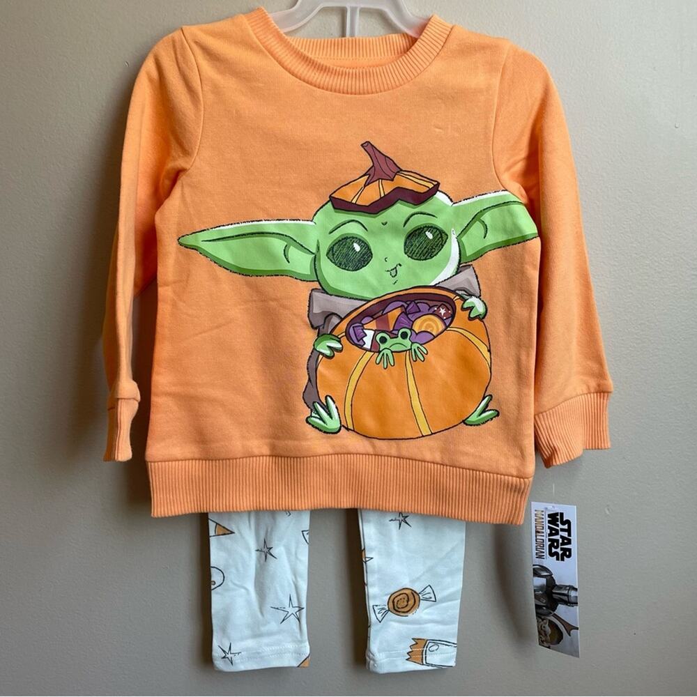 NWT Star Wars Baby Yoda Halloween‎ sweatshirt and matching leggings set 4T